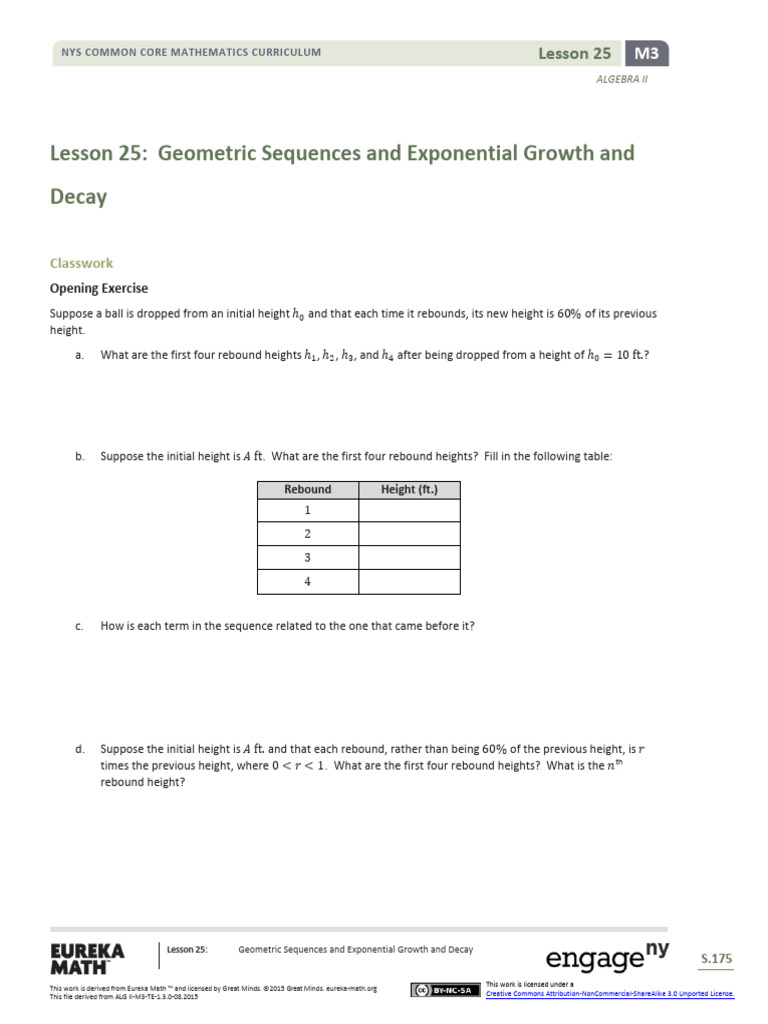 Algebra II m3 Topic d Lesson 25 Student | PDF | Mathematics | Sequence