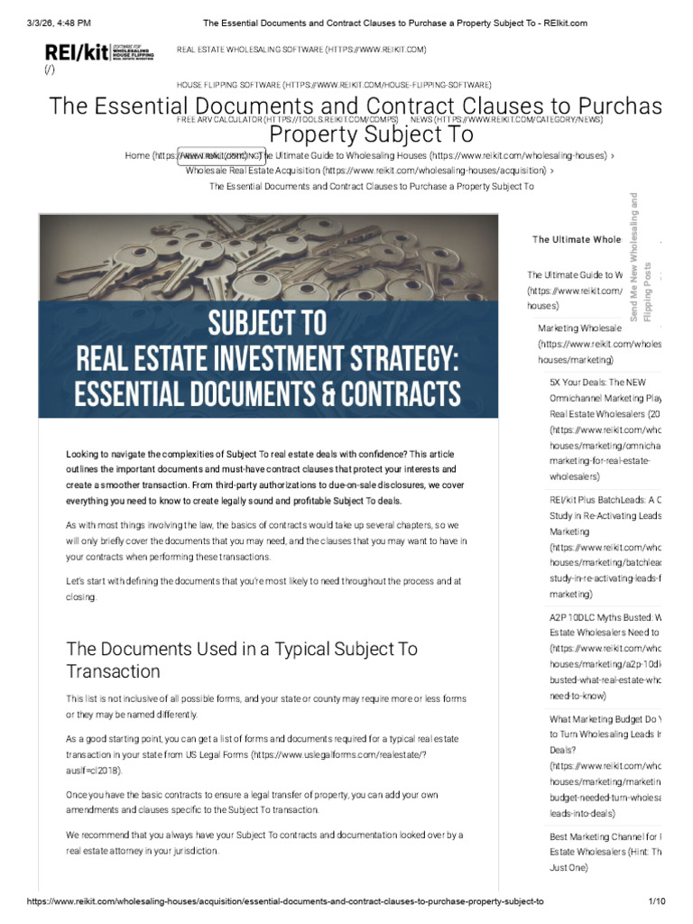 The Essential Documents and Contract Clauses To Purchas Property ...