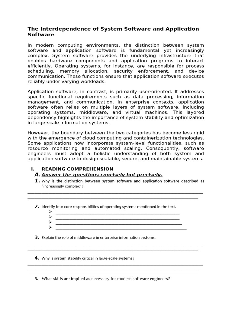 The Interdependence of System Software and Application Software | PDF ...