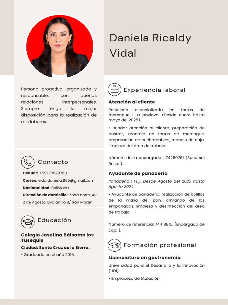 Curriculum Profesional de Mujer Con Foto Moderno Beige y Rosa_20260114 ...