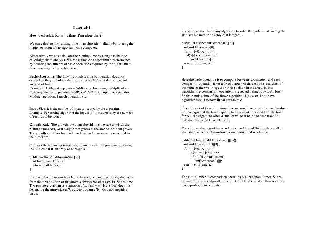Tutorial-1: How To Calculate Running Time of An Algorithm? | PDF | Time ...