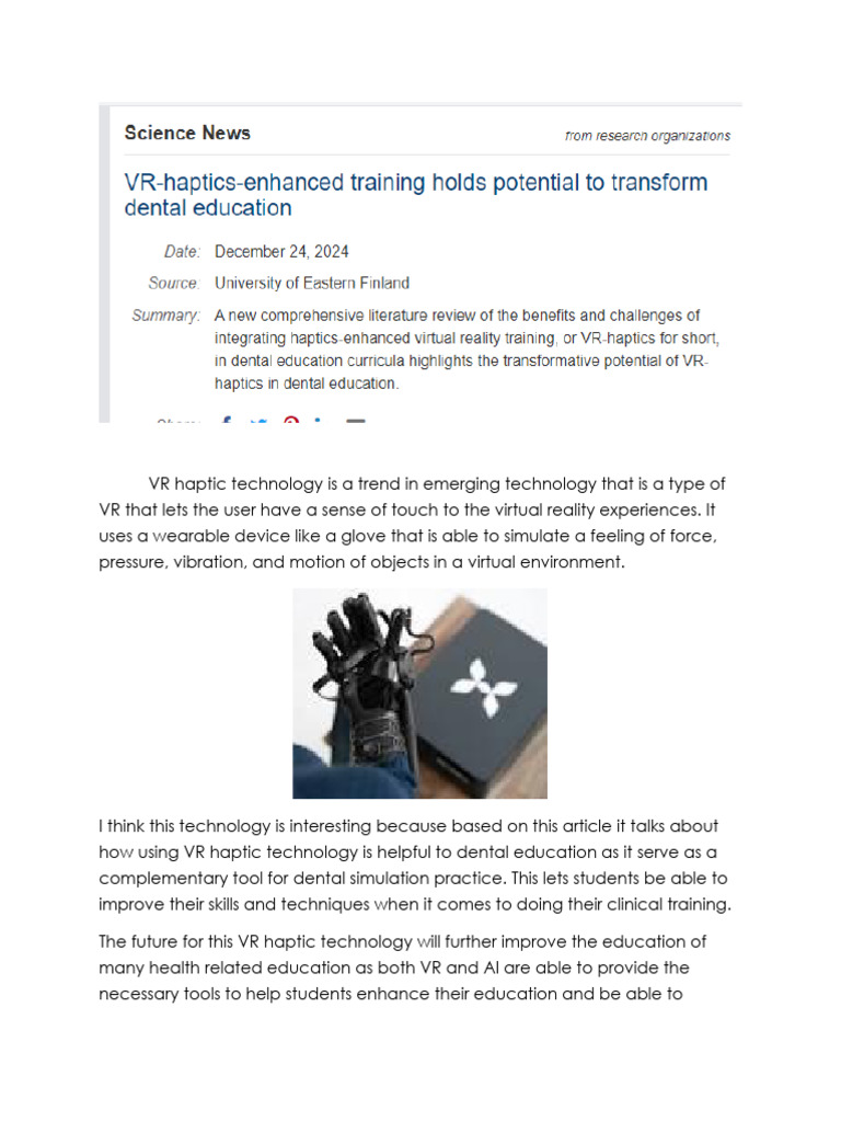 VR Haptic Technology | PDF