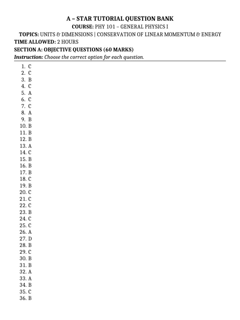 A Star Phy 101 Answers | PDF | Force | Euclidean Vector