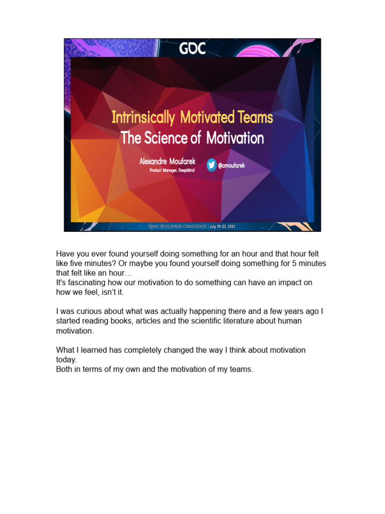 Intrinsically+Motivated+Teams +the+Science+of+Motivation | PDF ...