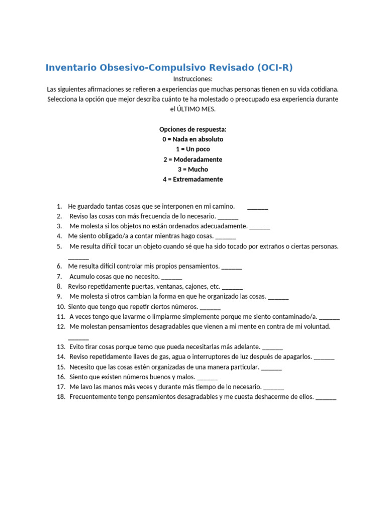 Inventario OCI R | PDF
