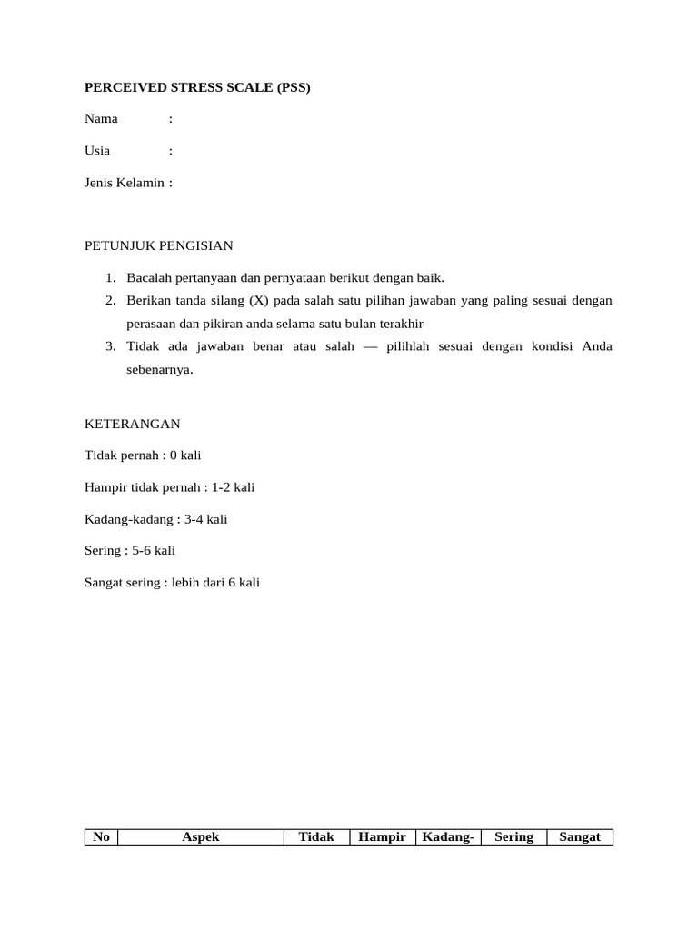 Perceived Stress Scale (PSS) | PDF