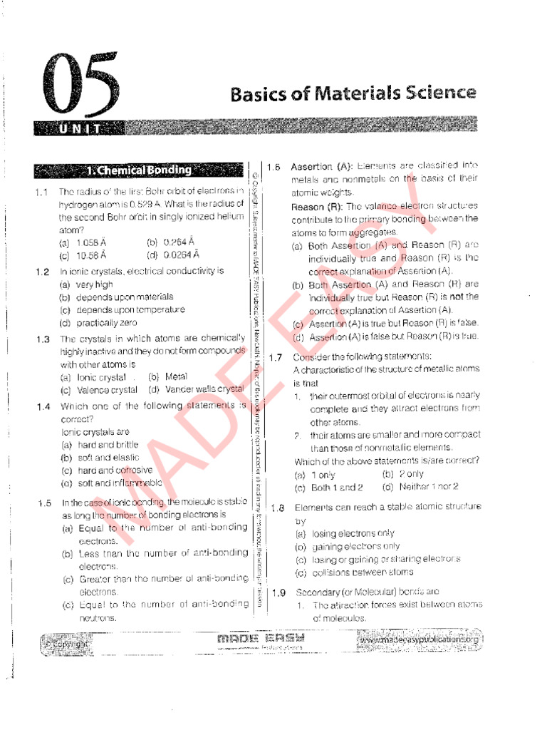 Material Science Workbook | PDF