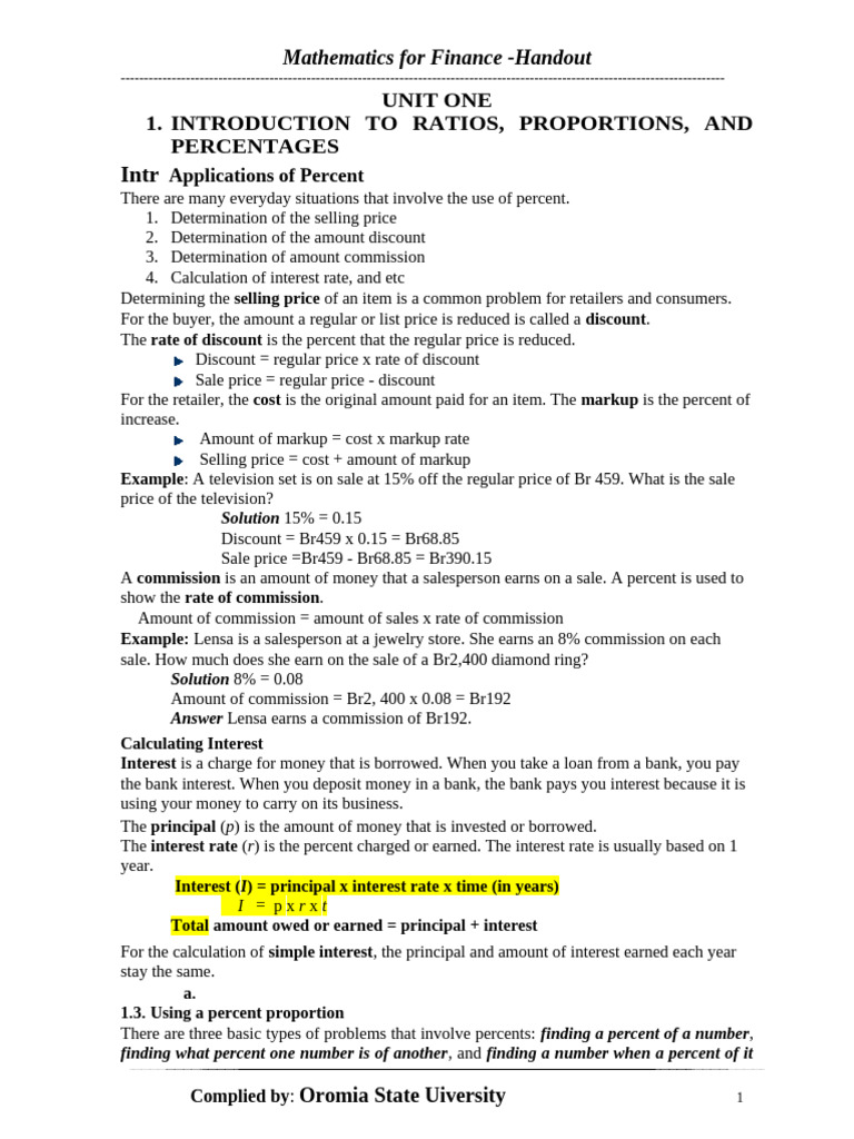 Mathematics for Finance | PDF | Interest | Time Value Of Money