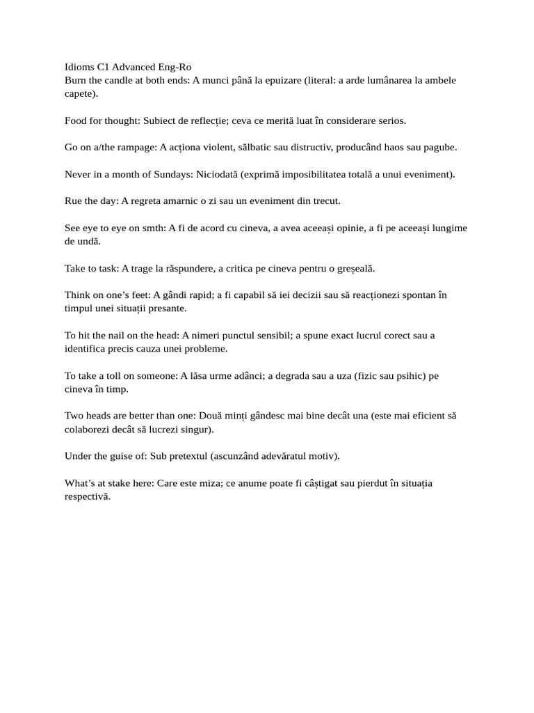 Idioms C1 Advanced Eng | PDF