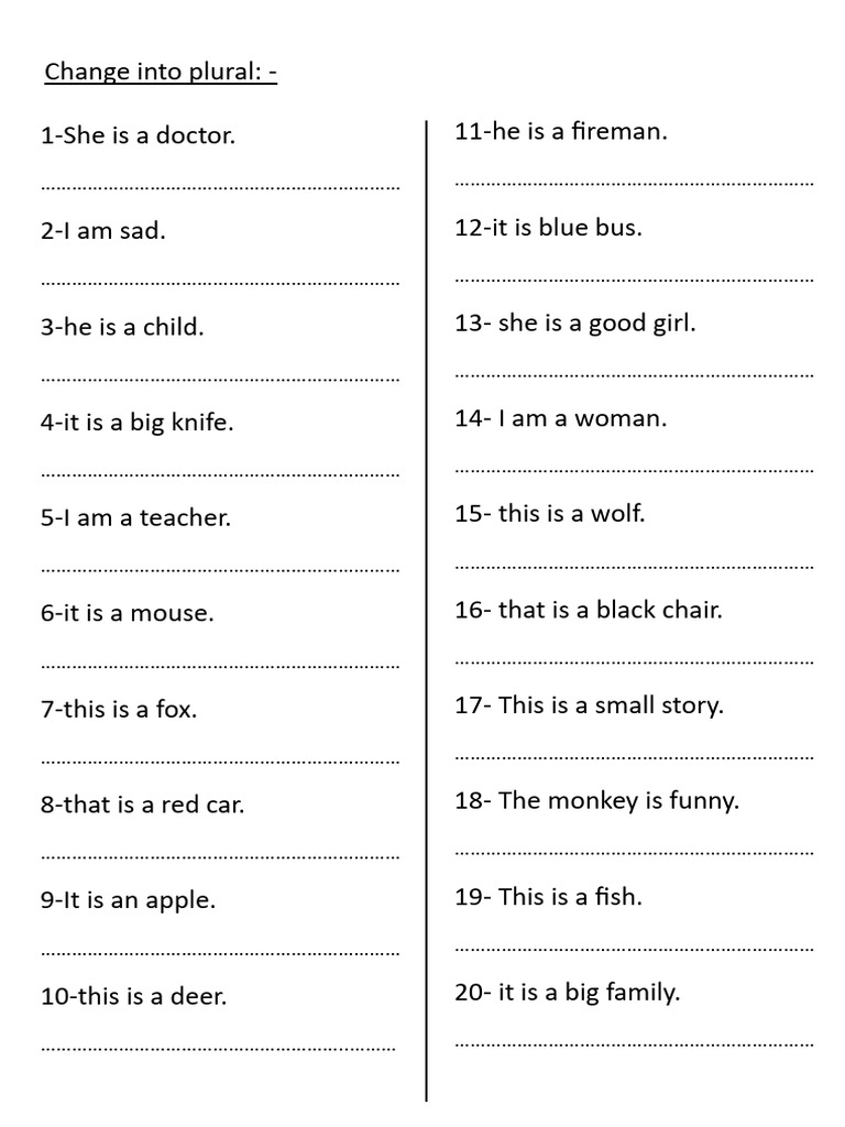 (9) Change Into Plural جمل | PDF