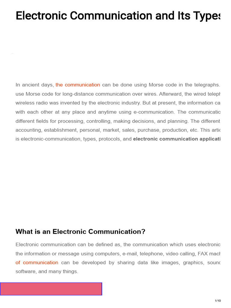 What Is An Electronic Communication and Its Types | PDF ...