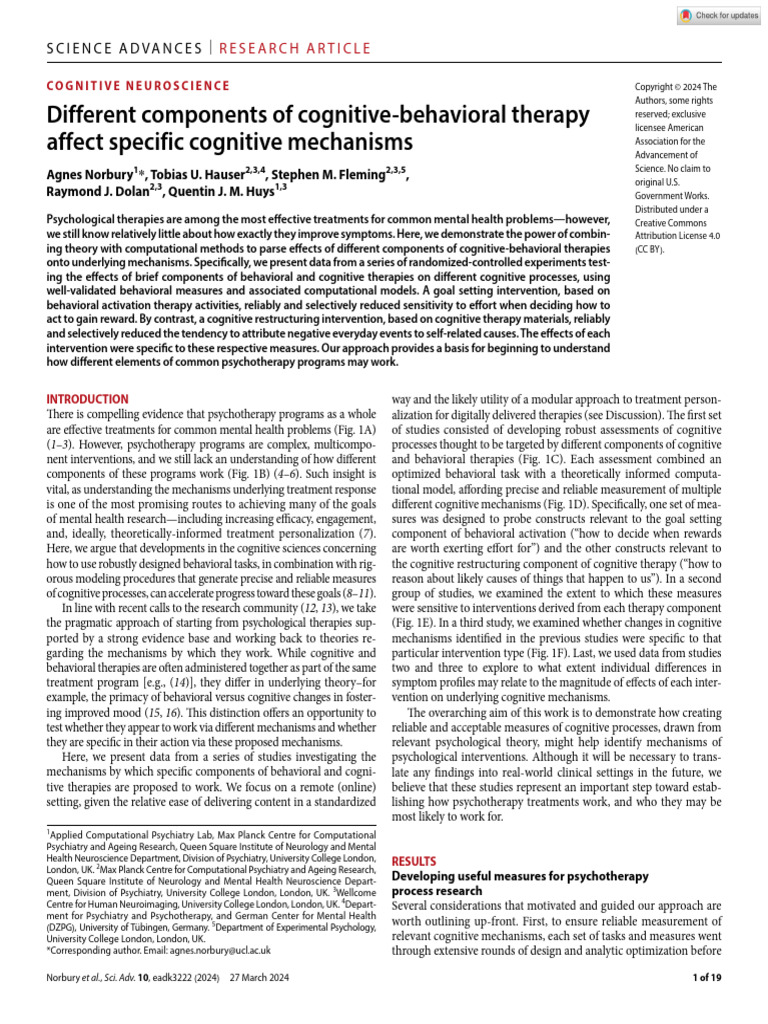 Cognitive Behavior Therapy | PDF | Cognition | Psychotherapy