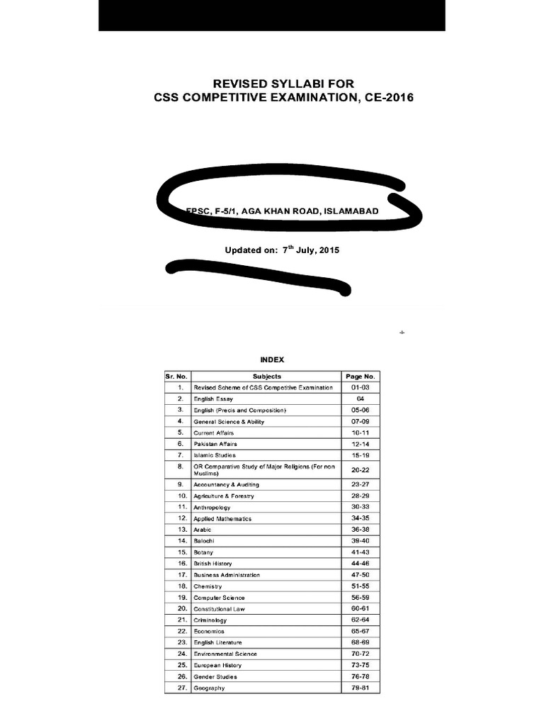 CSS syllabus updated | PDF
