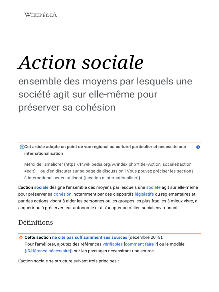 Action Sociale - Wikipédia | PDF | Travail social | État