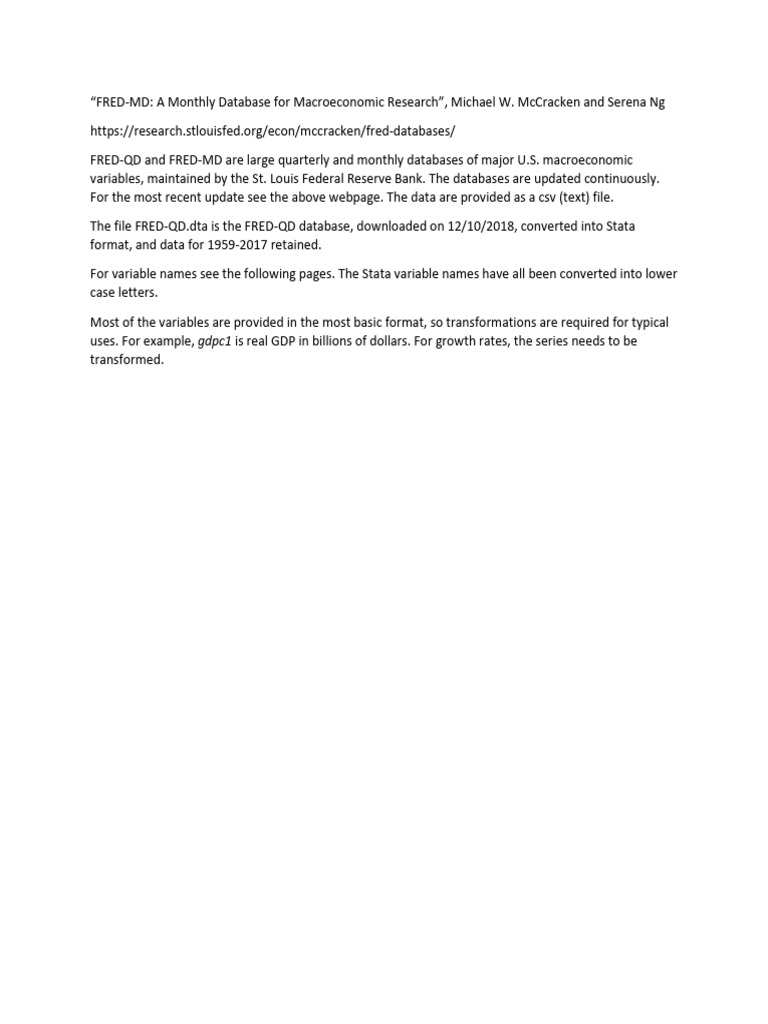 FRED QD Description | PDF | Personal Consumption Expenditures Price ...