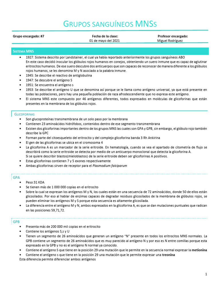 Grupos Sanguíneos MNSs | PDF | Anticuerpo | Tipo de sangre