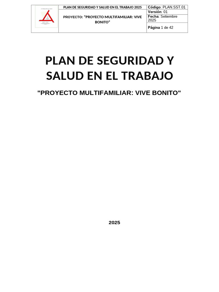 PLAN.sst.01 Plan de Seguridad y Salud en El Trabajo MISO | PDF ...