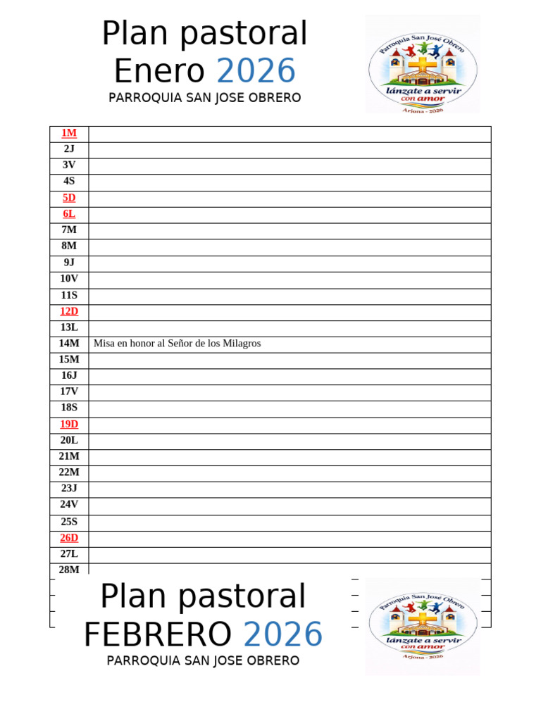 Plan Pastoral 2026 | PDF