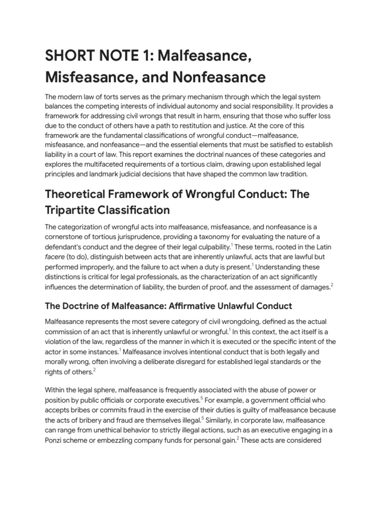 Tort Law_ Feasance and Elements | PDF | Negligence | Tort