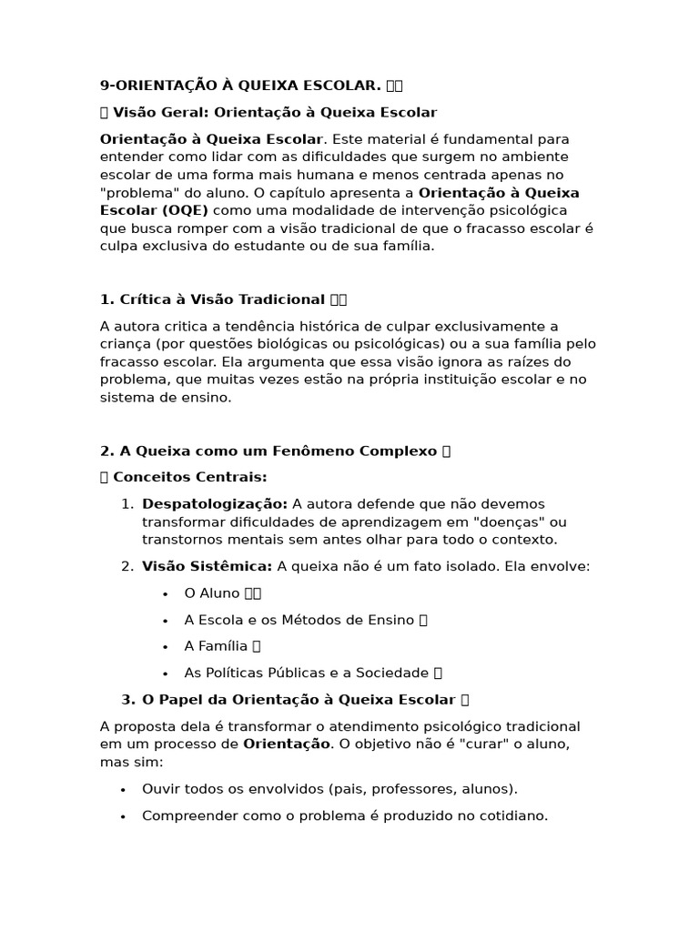 9-Orientação À Queixa Escolar. | PDF | Família | Psicologia