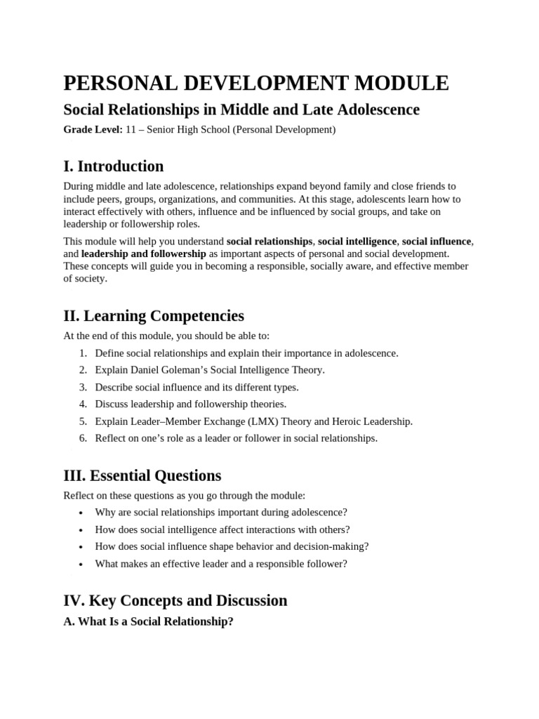 Chapter 11 Social Relationships | PDF | Leadership | Adolescence