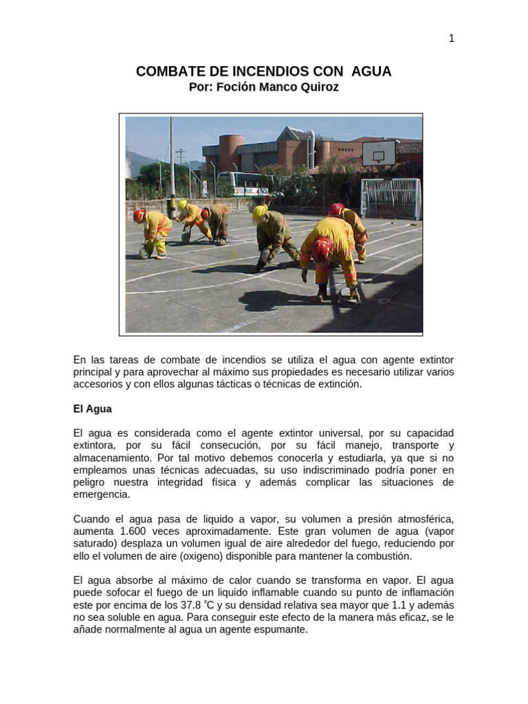 Combate de Incendios Con Agua | PDF | Agua | Suministro de agua
