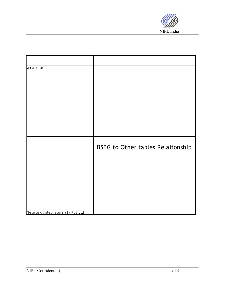 BSEG To Other Tables Relationship NIPL India PDF