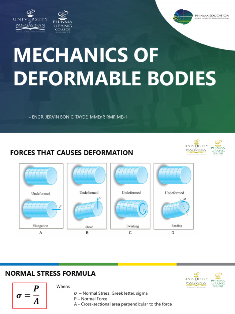 2s2425pi Mechanics of Deformbale Bodies | PDF | Bending | Stress ...