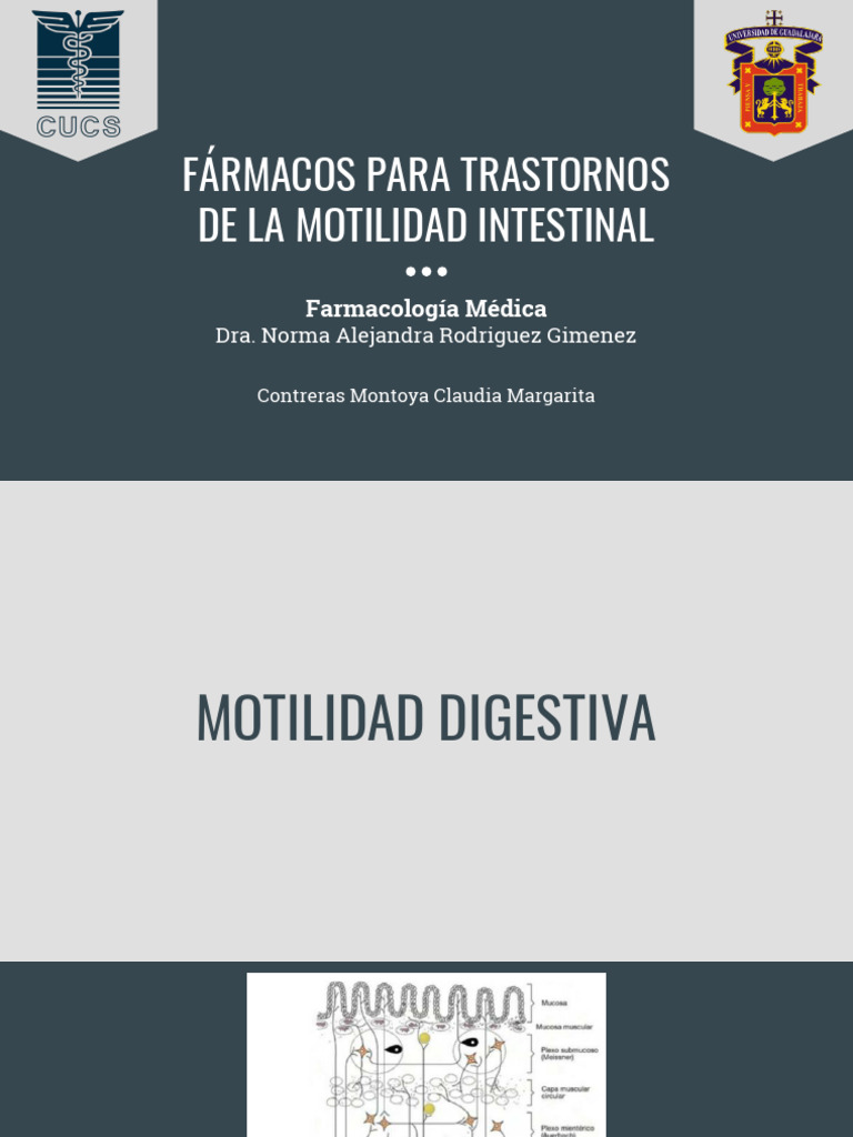 FÁRMACOS PARA TRASTORNOS DE LA MOTILIDAD INTESTINAL | PDF ...