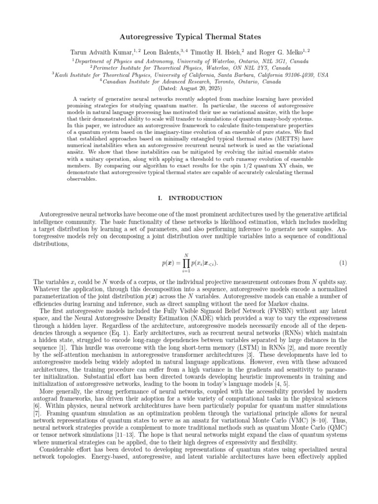 AutoReg Typical Thermal States | PDF | Estimator | Applied Mathematics