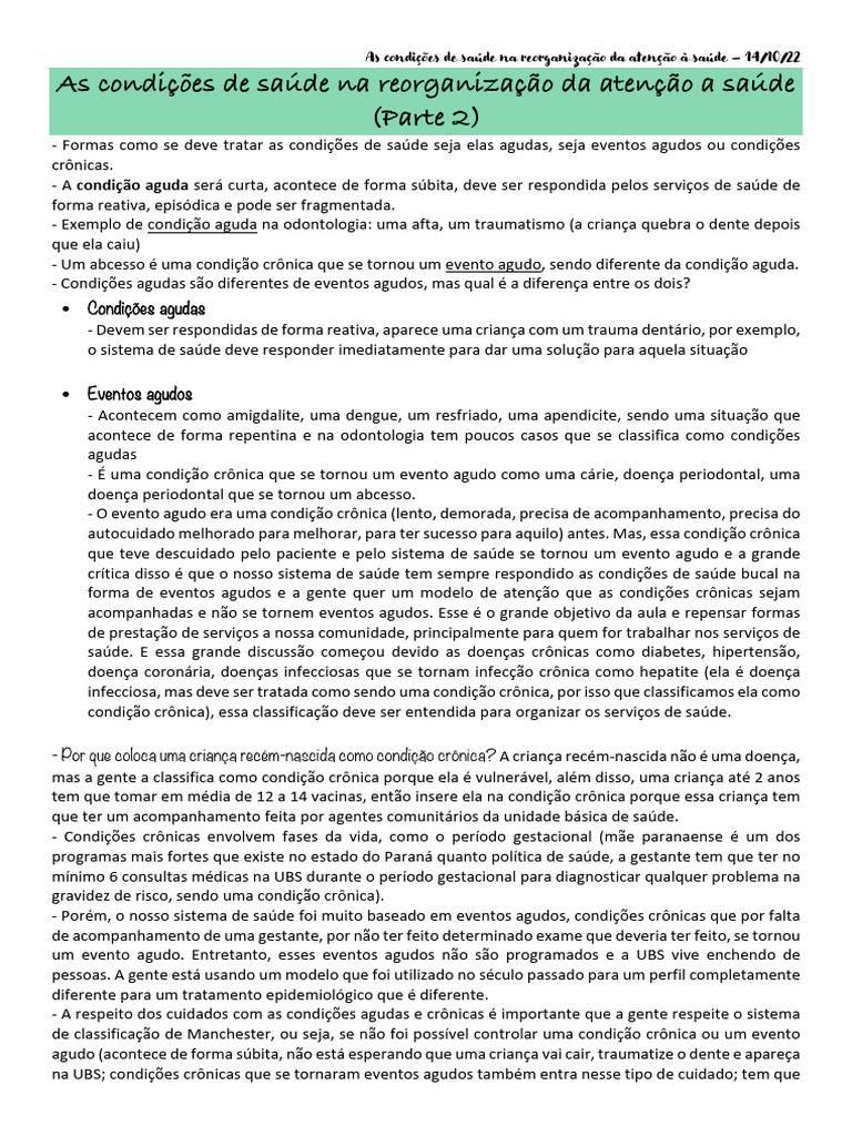 Condições de Saúde Na Reorganização Da Atenção A Saúde - Parte 2 | PDF ...