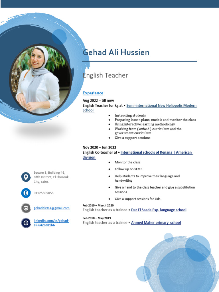 Gehad Ali Cv | PDF | Teachers | Linguistics