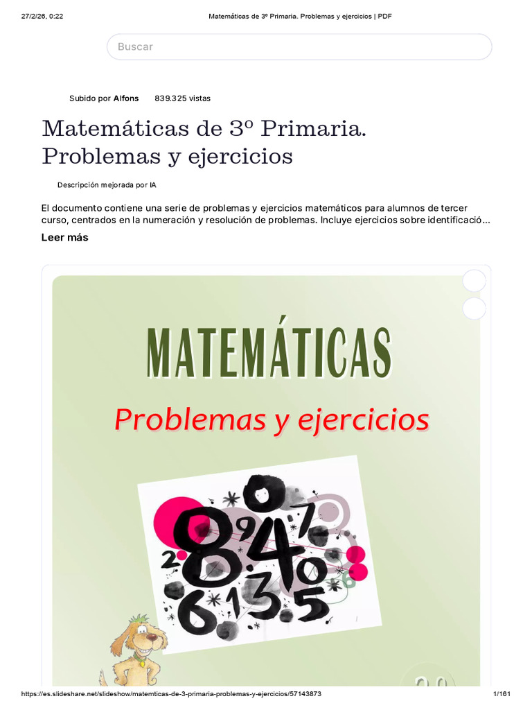 Matemáticas de 3º Primaria. Problemas y Ejercicios - PDF | PDF ...