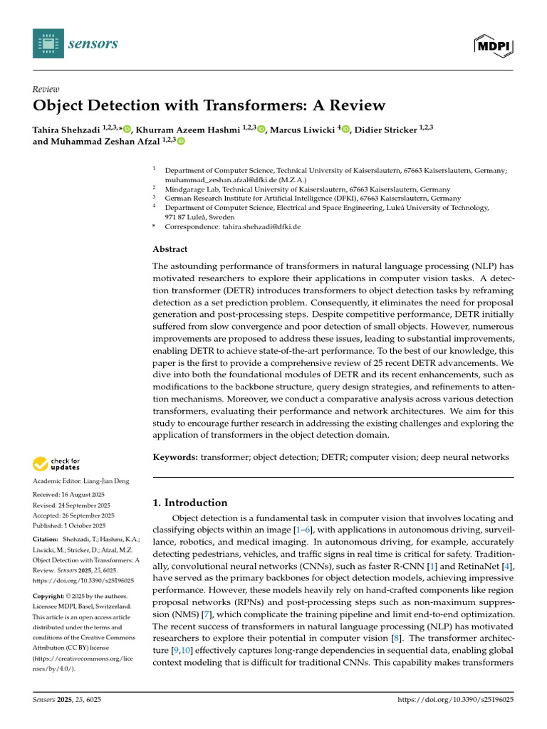 Object Detection With Transformers A Review | PDF | Image Segmentation ...
