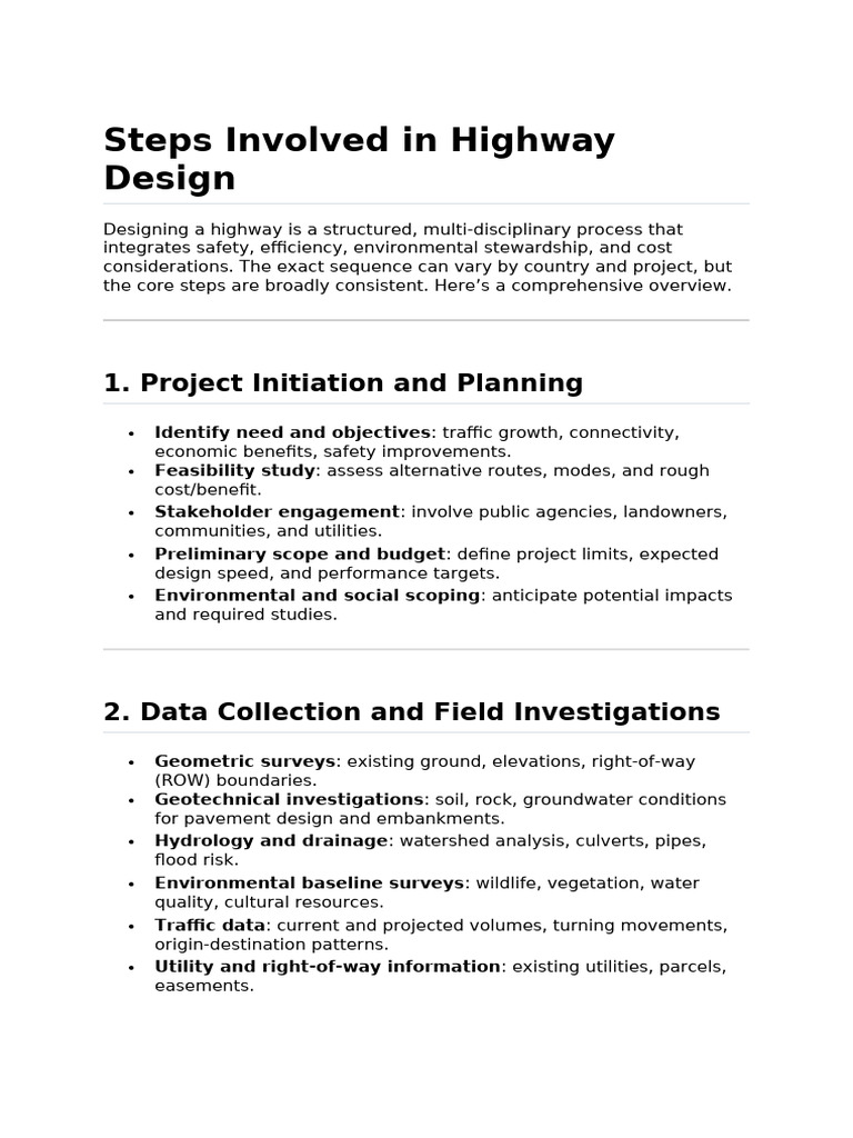 Steps For Road Design | PDF | Environmental Impact Assessment | Road