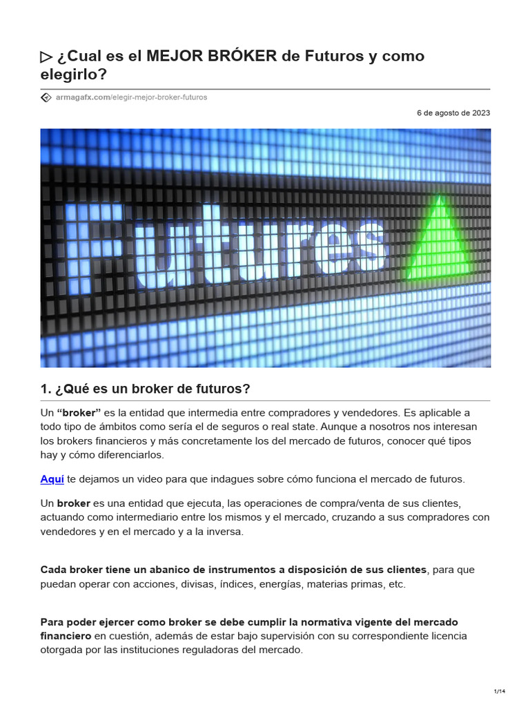 Cual Es El MEJOR BRÓKER de Futuros y Como Elegirlo | PDF | Opción ...