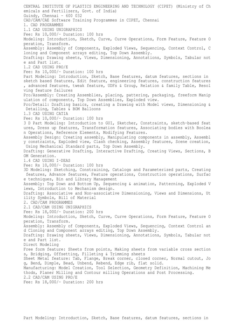 Cad/cam From Cipet | PDF | Technical Drawing | Computer Aided Design