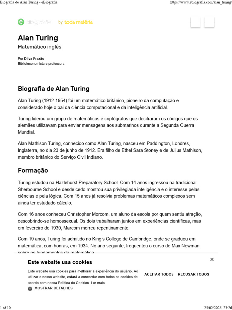 Biografia de Alan Turing - EBiografia | PDF | Alan Turing