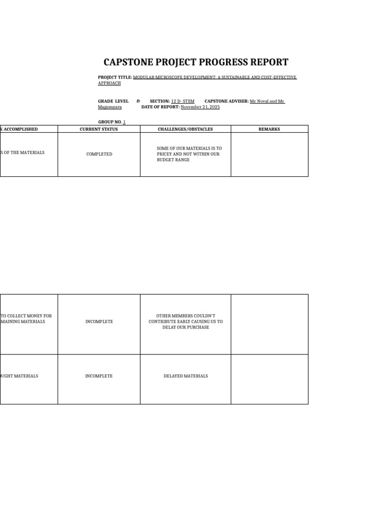 Progress Report Capstone | PDF