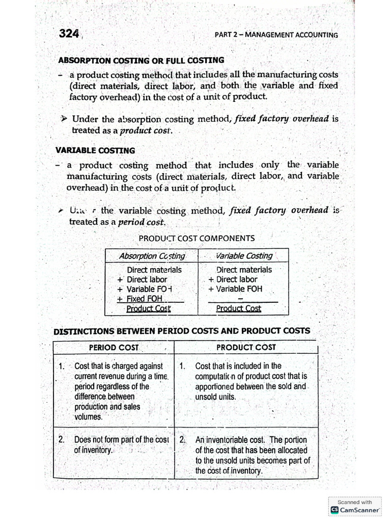 Absorption and Variable Costing | PDF