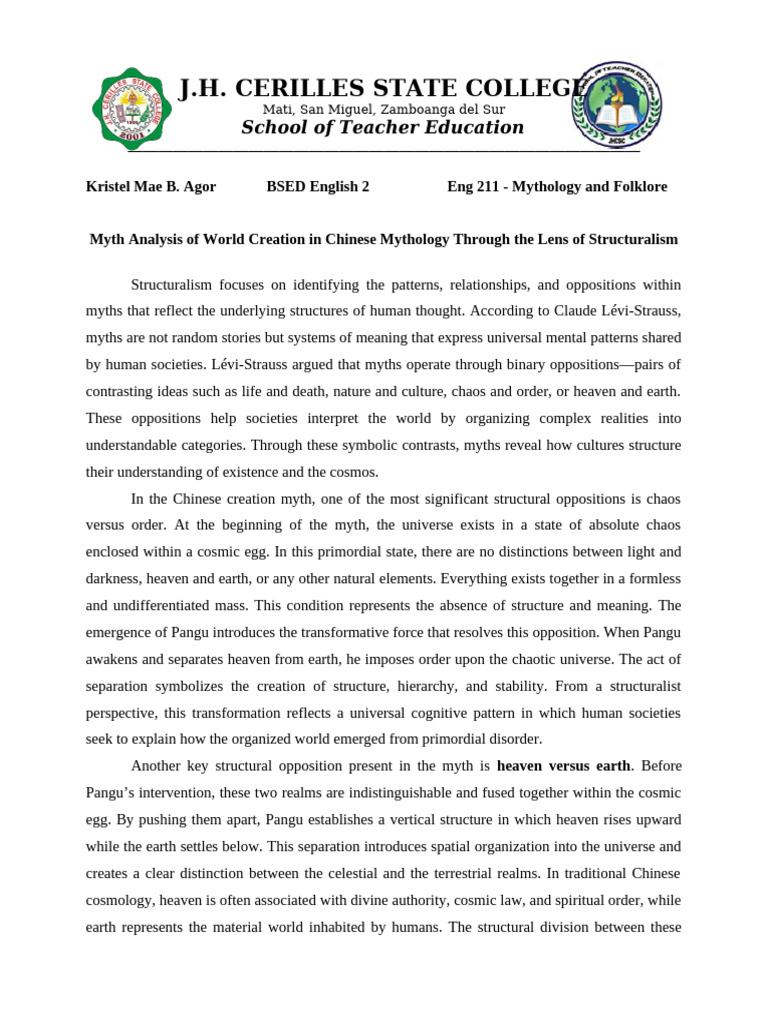 Myth Analysis Through The Lens of Structuralism | PDF | Yin And Yang ...