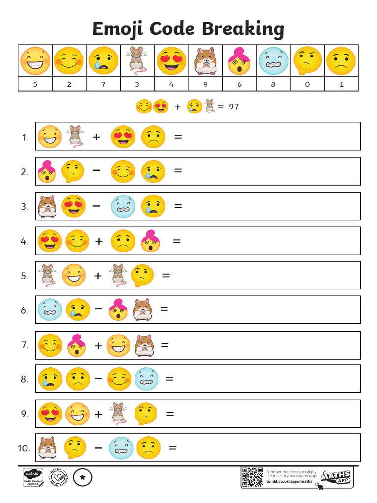 t2 m 17313 Ks2 Emoji Code Breaking Activity Sheets English Ver 2 | PDF ...