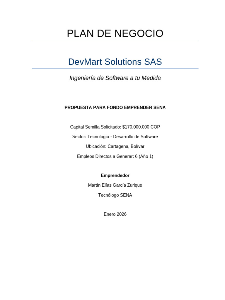 DevMart Solutions Fondo Emprender FINAL | PDF | Computación en la nube ...