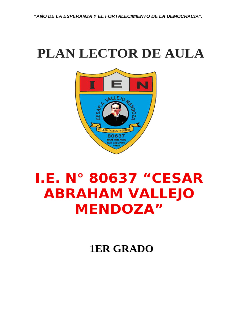 Plan Lector de Aula 1er Grado 2026 | PDF | Comprensión lectora ...