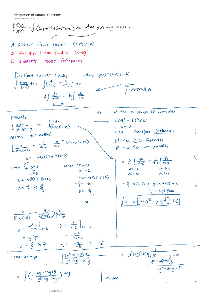 Integration of Rational Functions | PDF