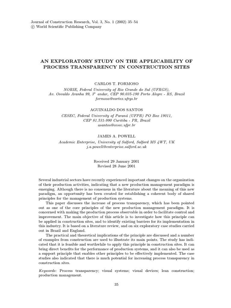 An Exploratory Study On The Applicability of Process Transparency in ...