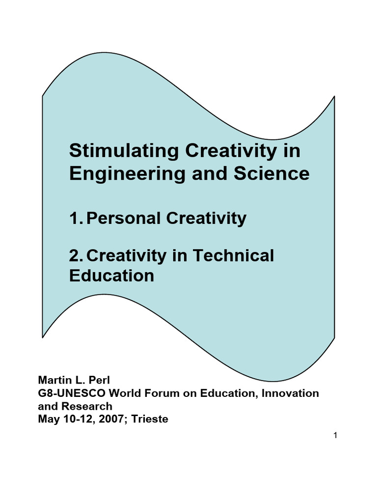 Stimulating Creativity in Engineering and Science | PDF | Science ...