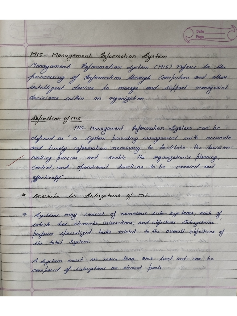 Copy of MIS 1 Module 1 Hand Written Notes | PDF