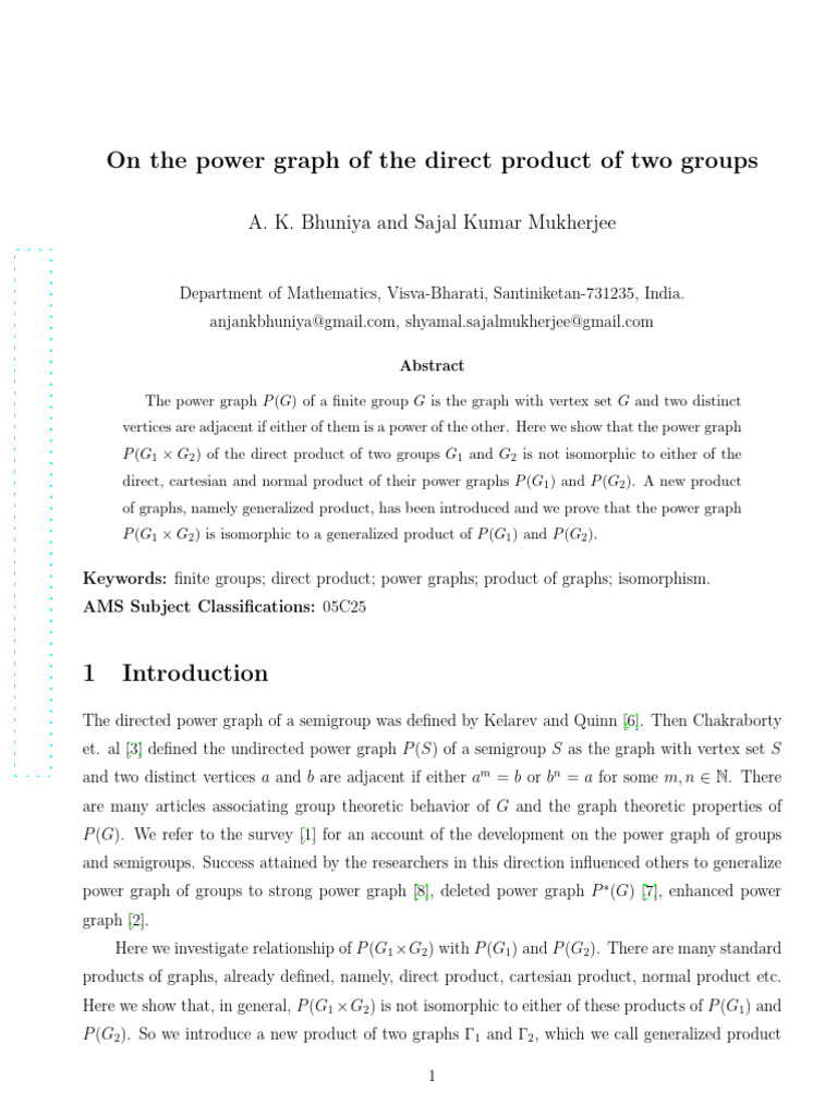 Power Graph of Direct Prod of Groups | PDF | Vertex (Graph Theory ...
