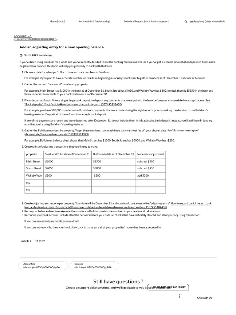 Add an Adjusting Entry for a New Opening Balance | PDF | Banks | Banking